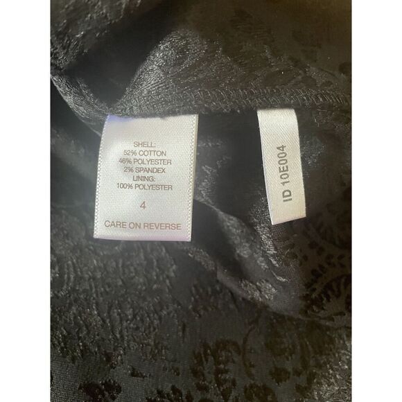 Eva Mendes Damask Black Career Cocktail Sheath Dress Size 4 Puffy Bubble Sleeve - Picture 10 of 10